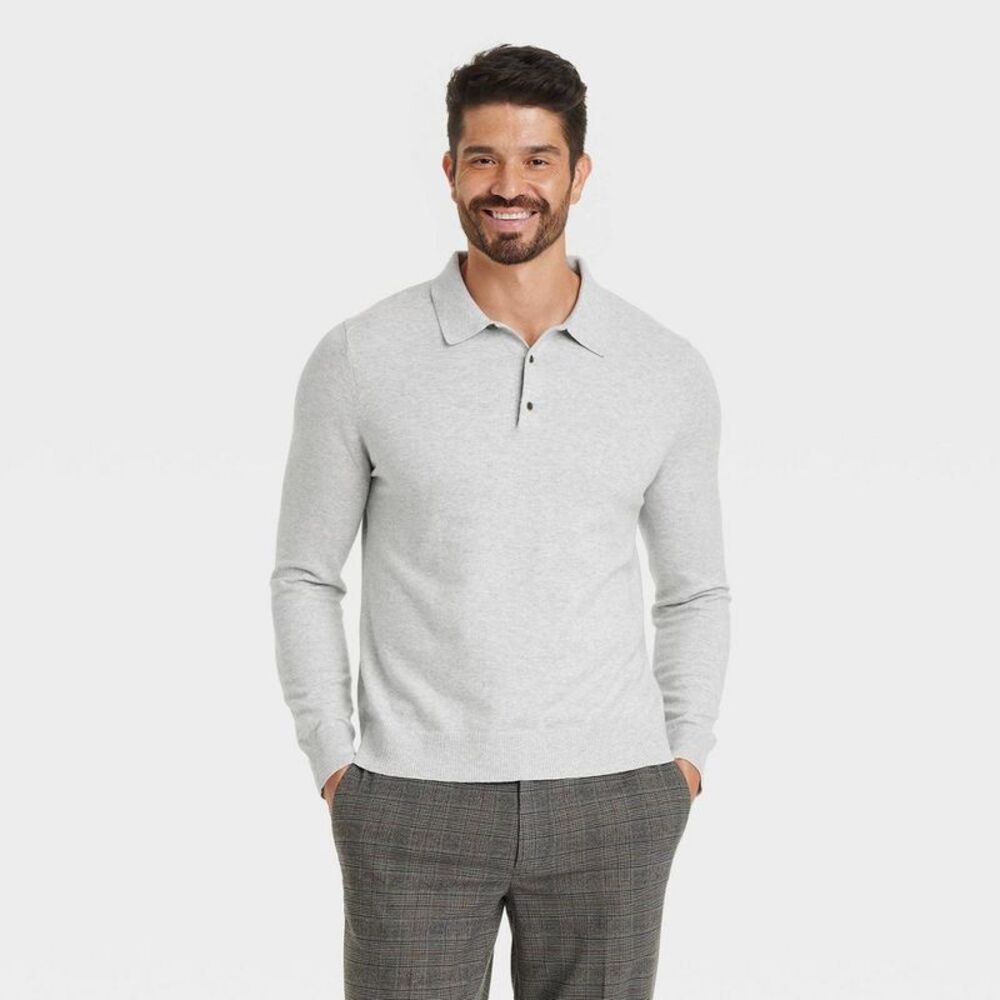 Men's Polo Sweater - Goodfellow & Co Heather Gray XL